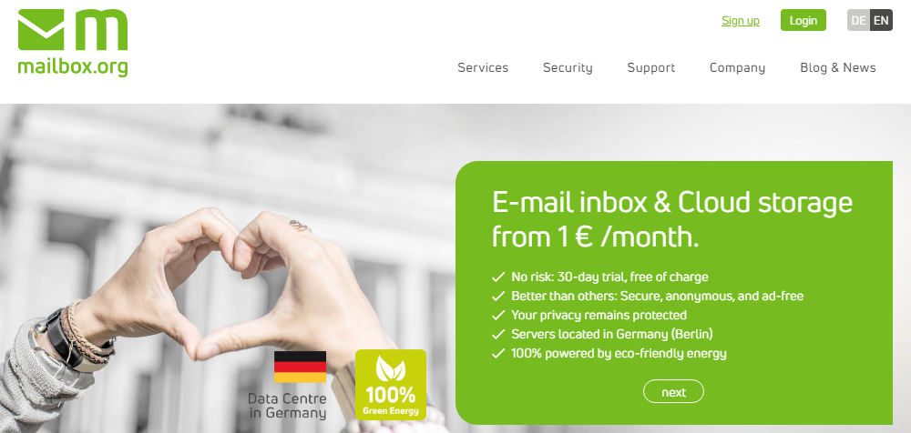 mailbox website screenshot