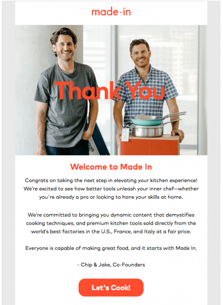 welcome email of mode