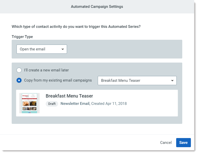 constant contact automated campaign features