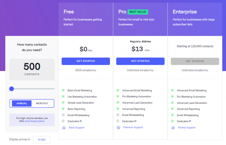 BenchmarkEmail Pricing